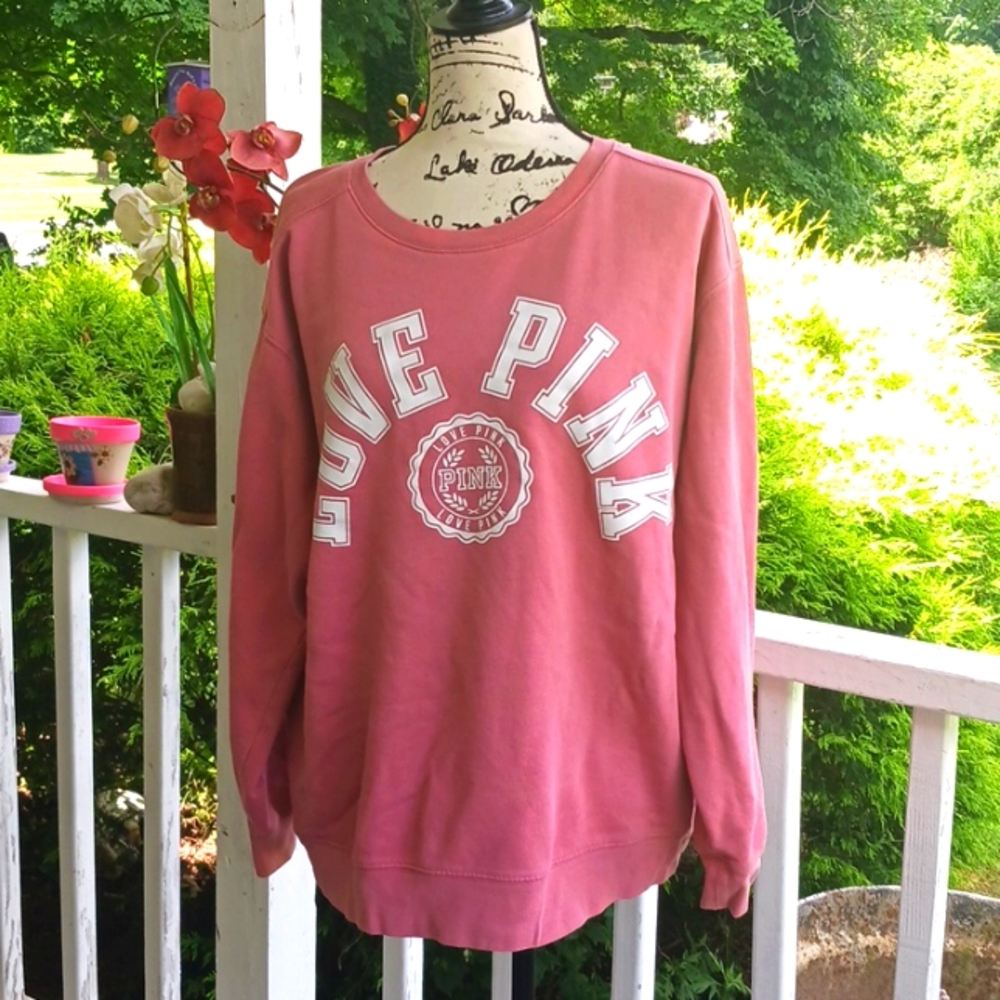 PINK VS Love Pink Light Pink Salmon Sweatshirt Large